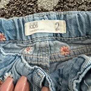 Cotton On Light Blue Kids Jeans with Floral Embroidery